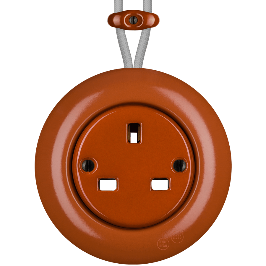 PORCELAIN KATY PATY COLONA ROUND SURFACE MOUNTED UK SOCKET BRICK RED - DYKE & DEAN