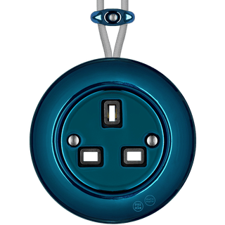 PORCELAIN KATY PATY COLONA ROUND SURFACE MOUNTED UK SOCKET DARK BLUE - DYKE & DEAN