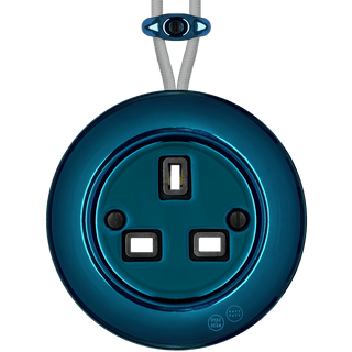PORCELAIN KATY PATY COLONA ROUND SURFACE MOUNTED UK SOCKET DARK BLUE - DYKE & DEAN