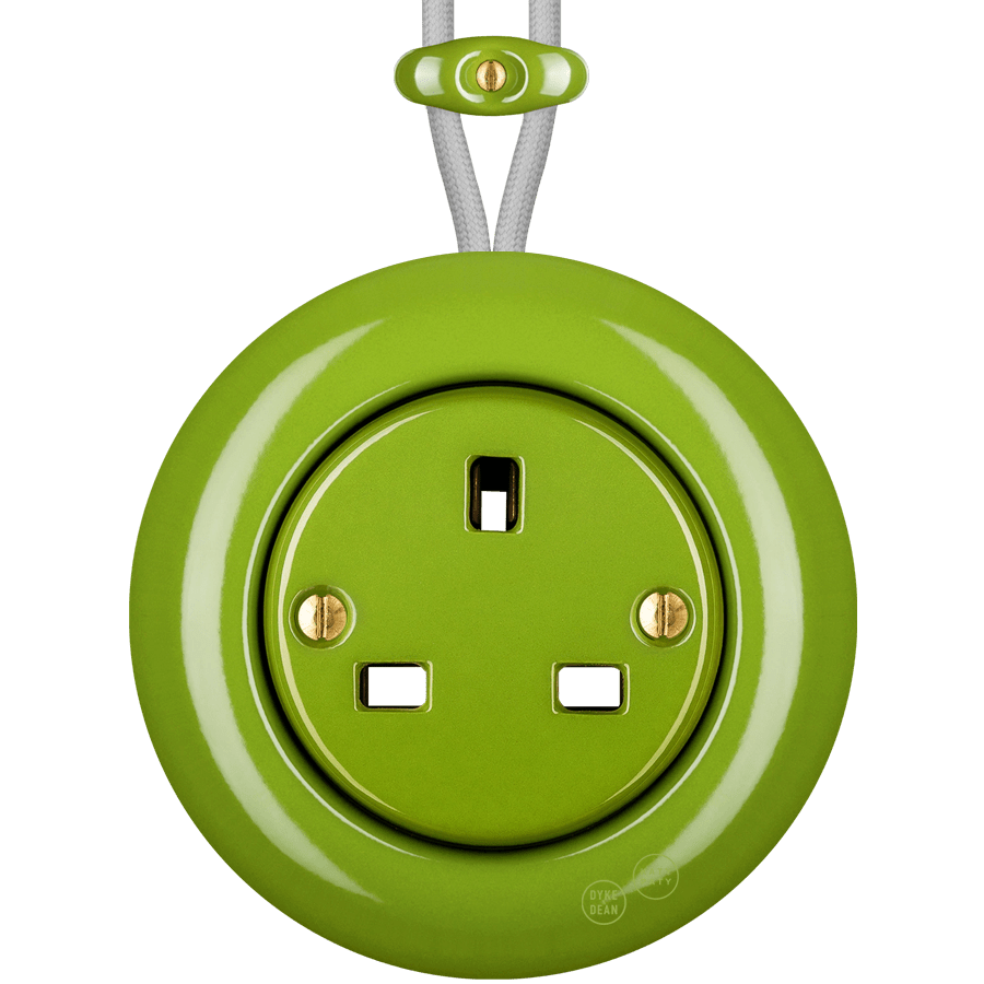 PORCELAIN KATY PATY COLONA ROUND SURFACE MOUNTED UK SOCKET GREEN - DYKE & DEAN