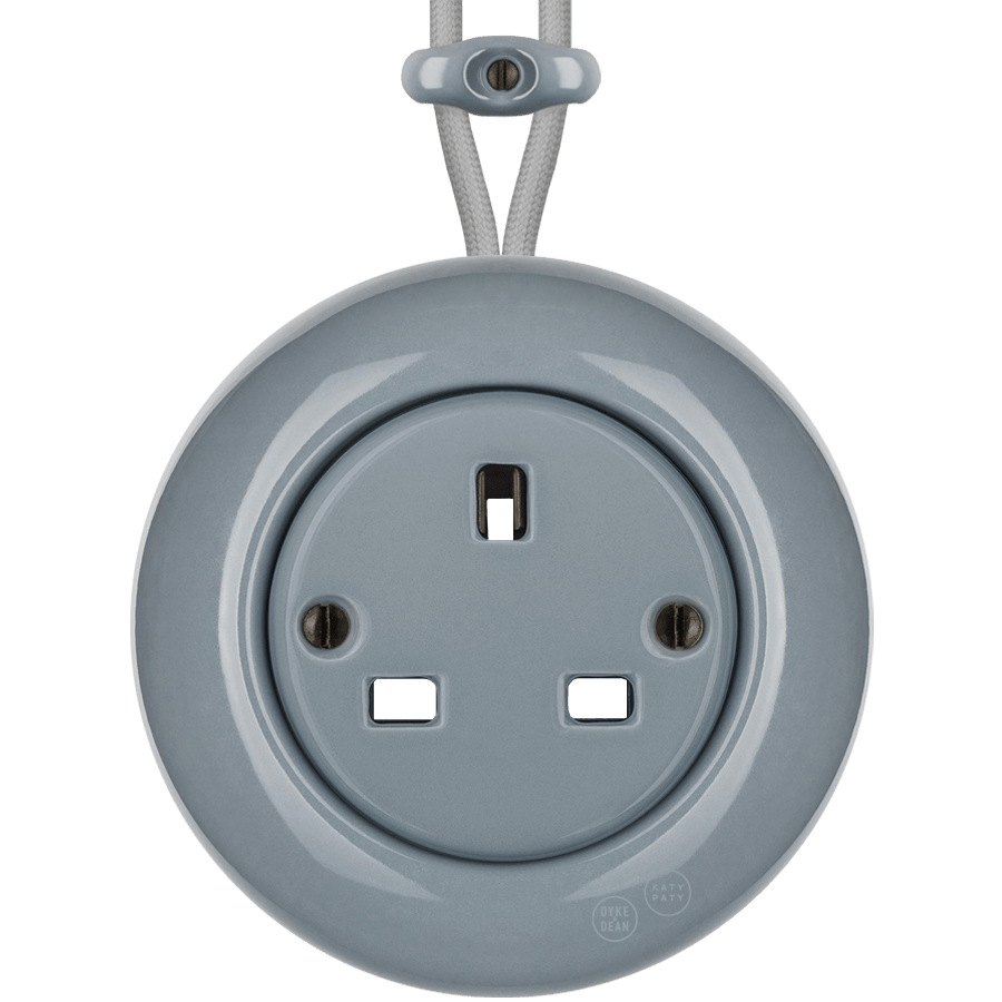 SURFACE PORCELAIN WALL SOCKET ASH GREY UK - DYKE & DEAN