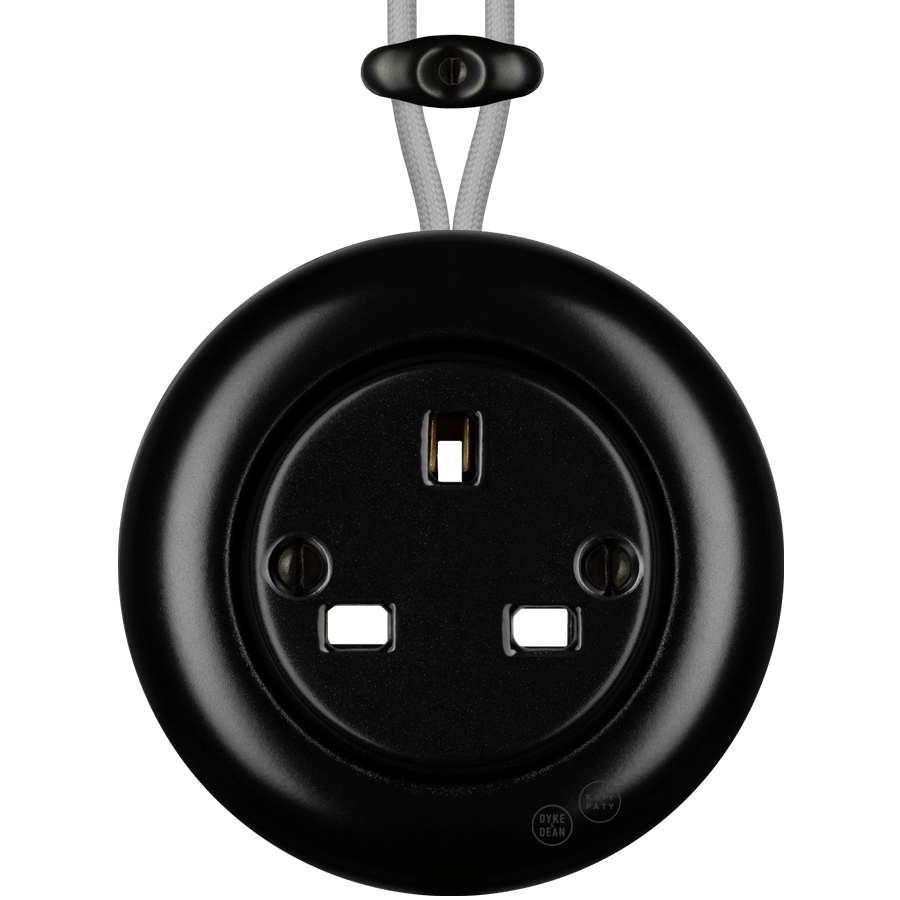 PORCELAIN KATY PATY COLONA ROUND SURFACE MOUNTED UK SOCKET MATTE BLACK - DYKE & DEAN