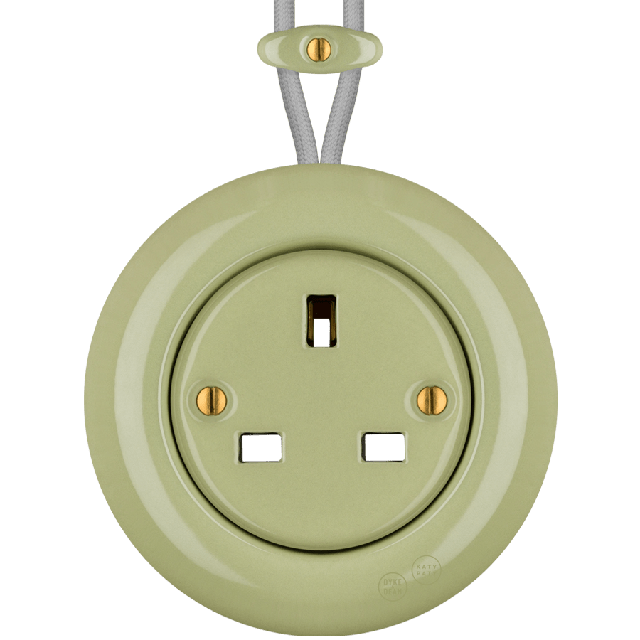 PORCELAIN KATY PATY COLONA ROUND SURFACE MOUNTED UK SOCKET MOSS GREEN - DYKE & DEAN