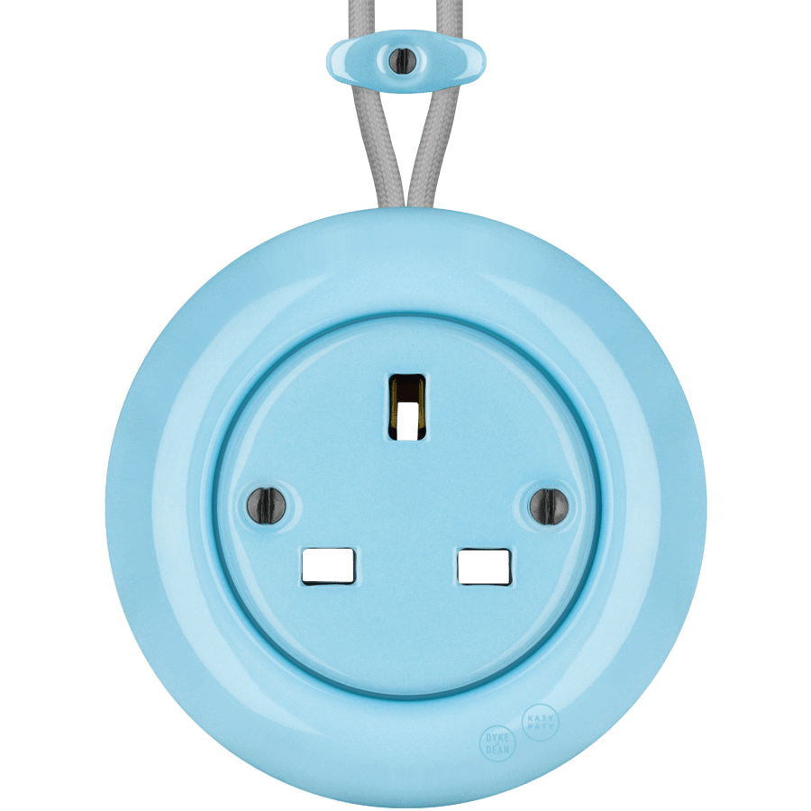 PORCELAIN KATY PATY COLONA ROUND SURFACE MOUNTED UK SOCKET PASTEL BLUE - DYKE & DEAN