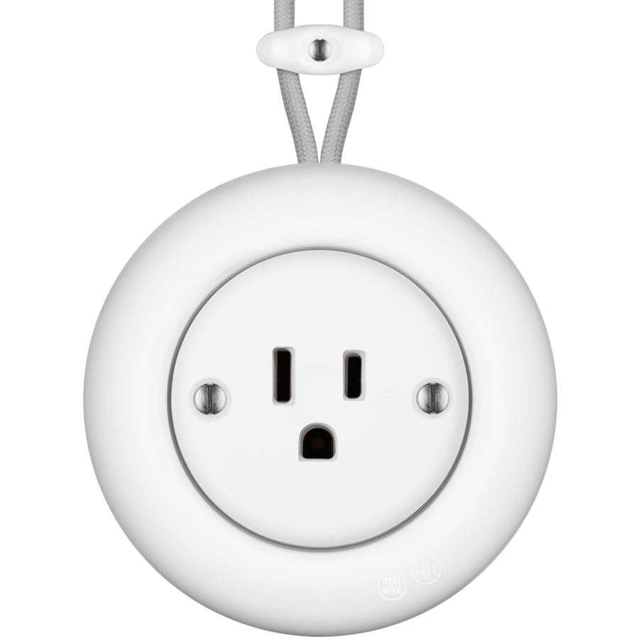 PORCELAIN KATY PATY COLONA ROUND SURFACE MOUNTED USA 15AMP SOCKET MATTE WHITE - DYKE & DEAN