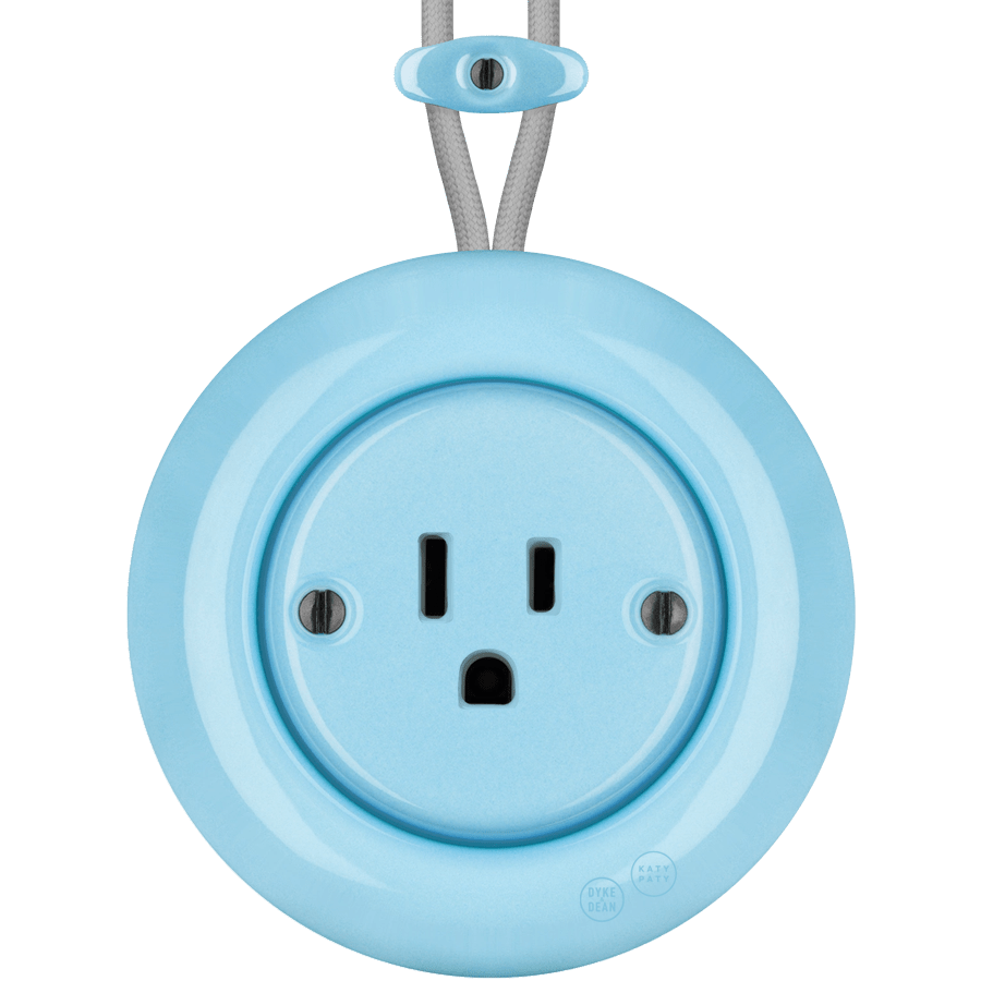 PORCELAIN KATY PATY COLONA ROUND SURFACE MOUNTED USA 15AMP SOCKET PASTEL BLUE - DYKE & DEAN