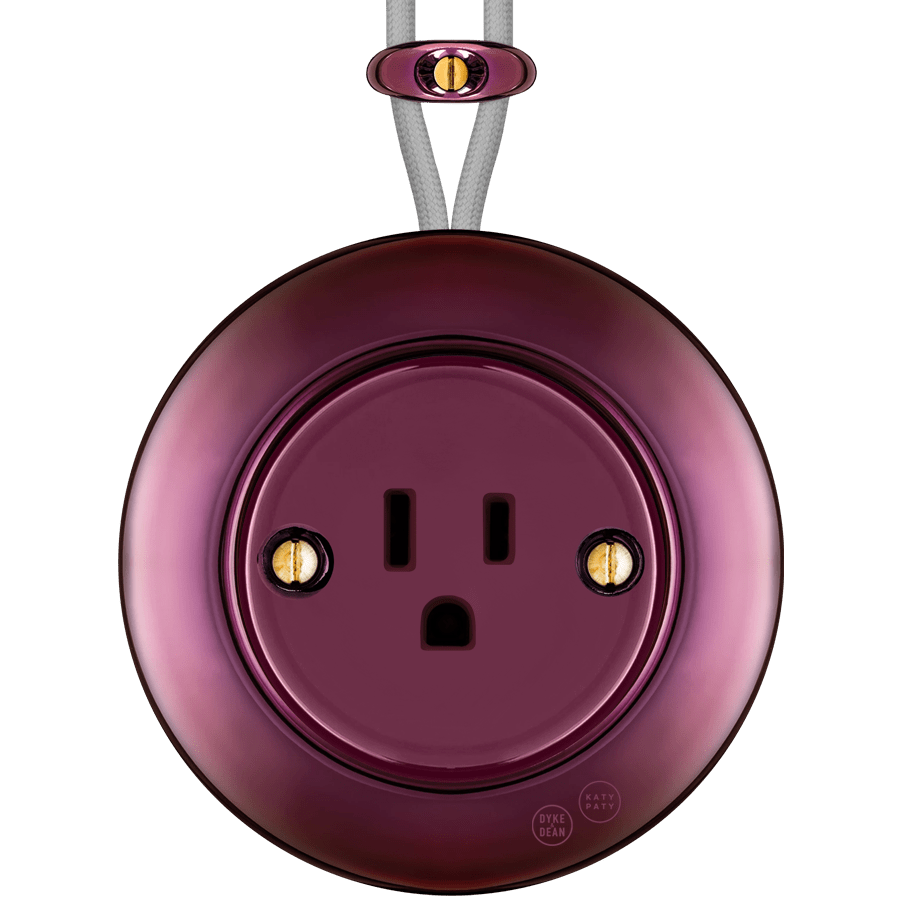 PORCELAIN KATY PATY COLONA ROUND SURFACE MOUNTED USA 15AMP SOCKET PURPLE - DYKE & DEAN