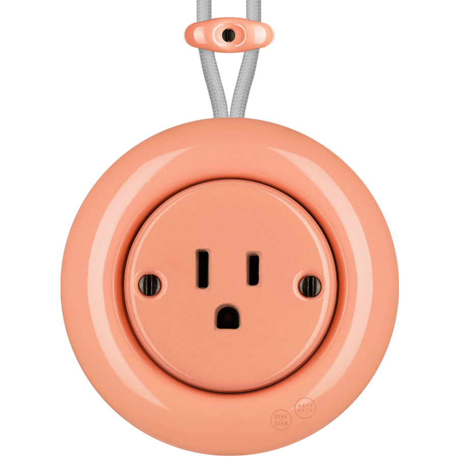 PORCELAIN KATY PATY COLONA ROUND SURFACE MOUNTED USA 15AMP SOCKET SALMON PINK - DYKE & DEAN