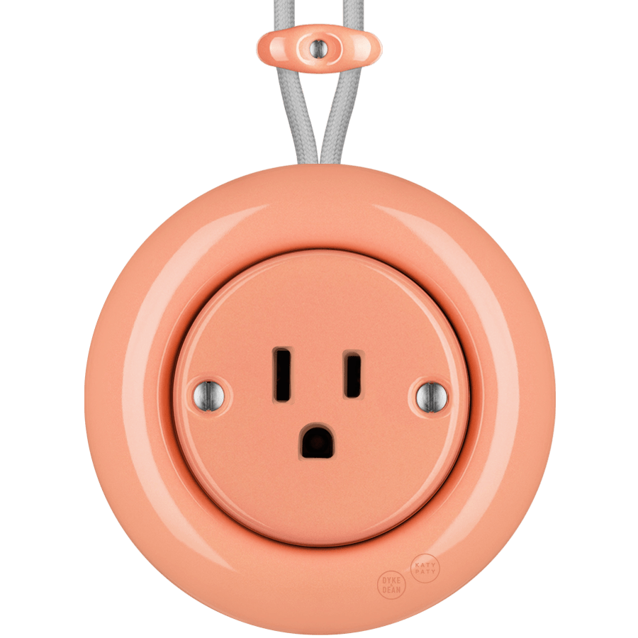 PORCELAIN KATY PATY COLONA ROUND SURFACE MOUNTED USA 15AMP SOCKET SALMON PINK - DYKE & DEAN
