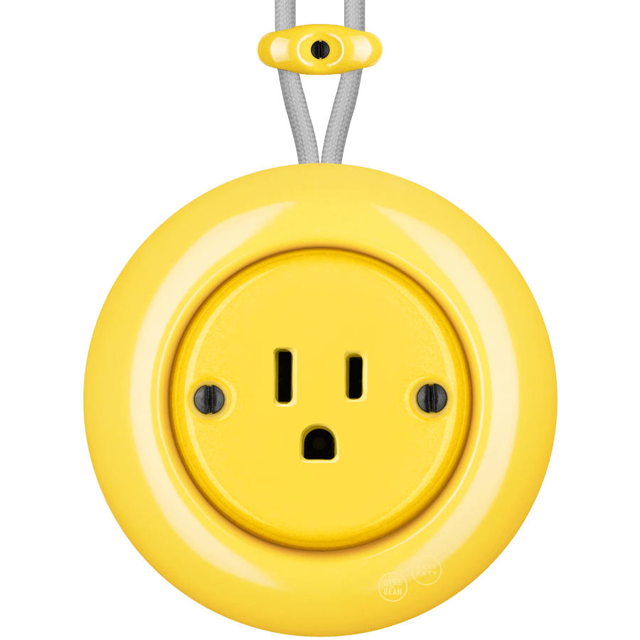 PORCELAIN KATY PATY COLONA ROUND SURFACE MOUNTED USA 15AMP SOCKET YELLOW - DYKE & DEAN