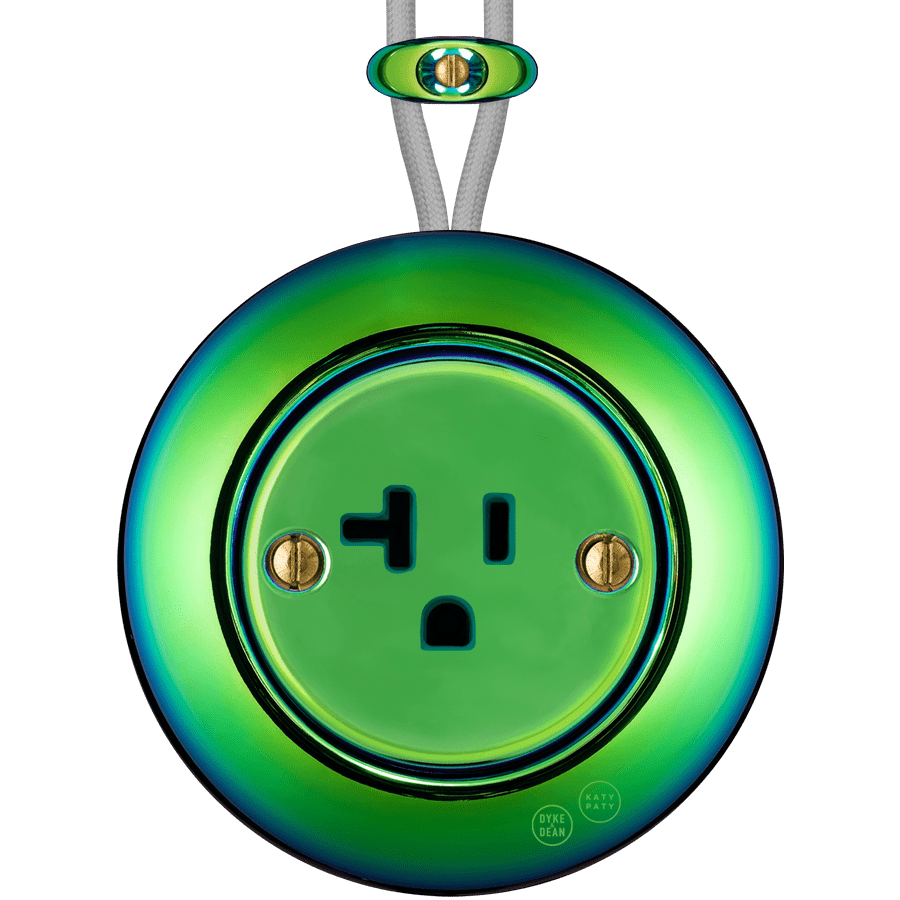 PORCELAIN KATY PATY COLONA ROUND SURFACE MOUNTED USA 20AMP SOCKET CHLOREDO - DYKE & DEAN