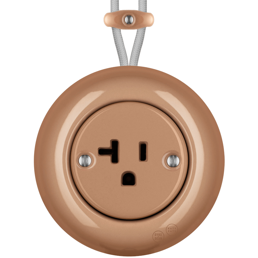 PORCELAIN KATY PATY COLONA ROUND SURFACE MOUNTED USA 20AMP SOCKET DERMA - DYKE & DEAN