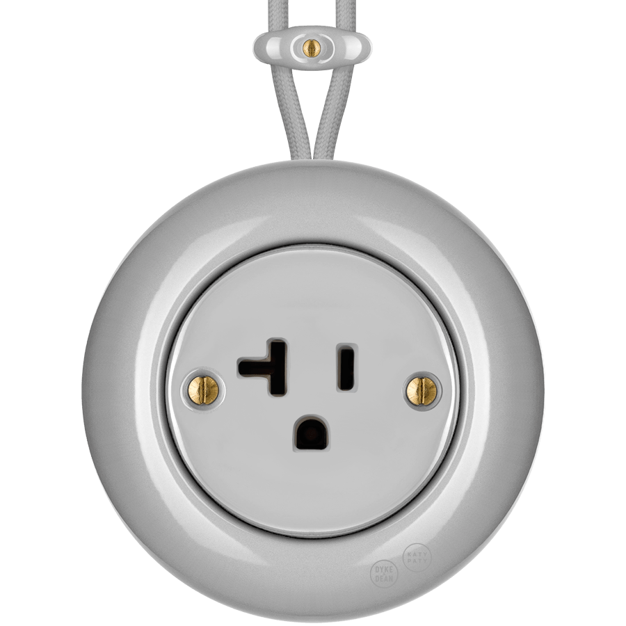PORCELAIN KATY PATY COLONA ROUND SURFACE MOUNTED USA 20AMP SOCKET GREY - DYKE & DEAN