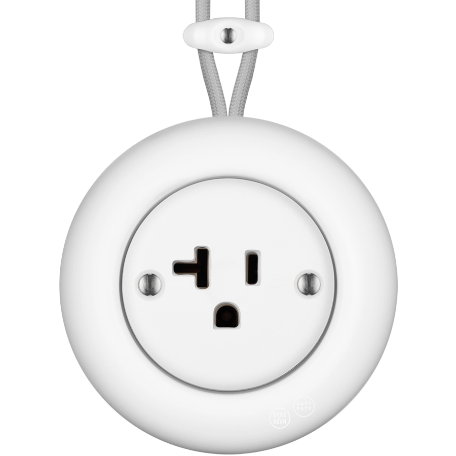 PORCELAIN KATY PATY COLONA ROUND SURFACE MOUNTED USA 20AMP SOCKET MATTE WHITE - DYKE & DEAN