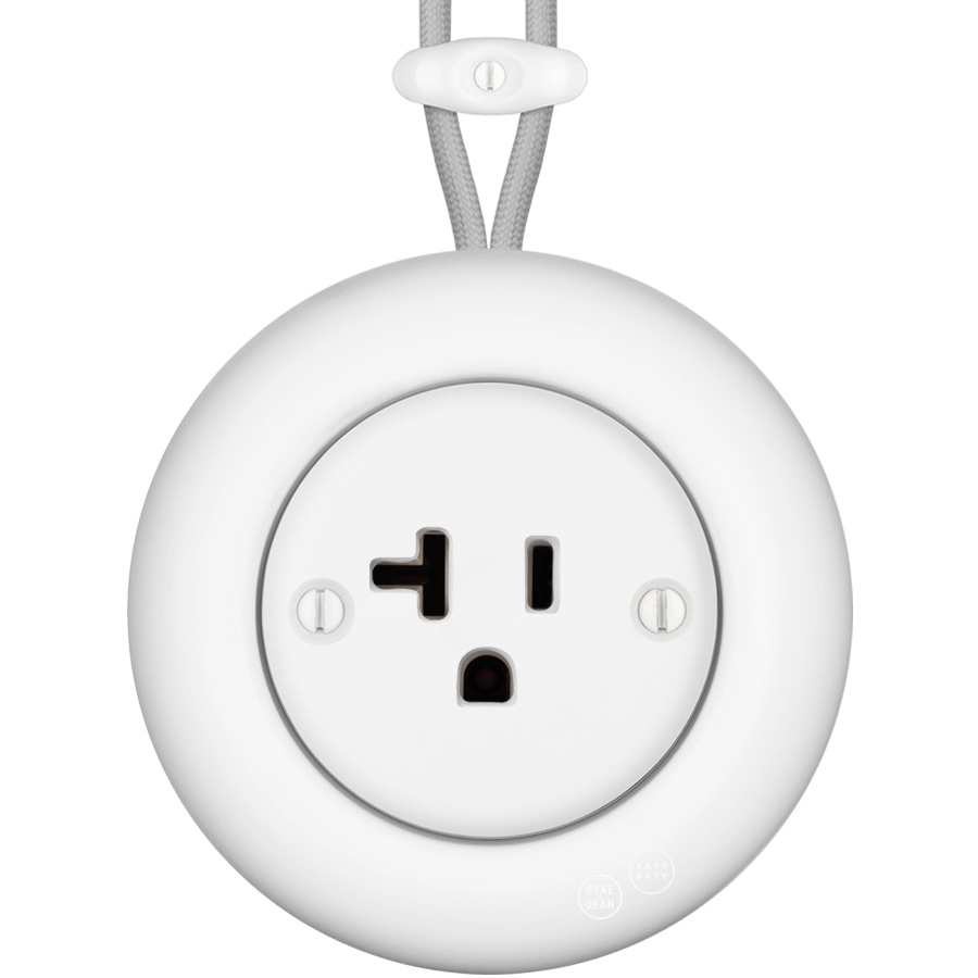 PORCELAIN KATY PATY COLONA ROUND SURFACE MOUNTED USA 20AMP SOCKET MATTE WHITE - DYKE & DEAN