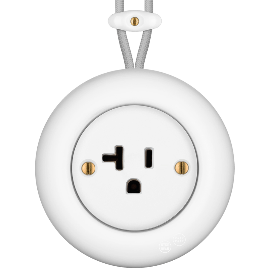 PORCELAIN KATY PATY COLONA ROUND SURFACE MOUNTED USA 20AMP SOCKET MATTE WHITE - DYKE & DEAN