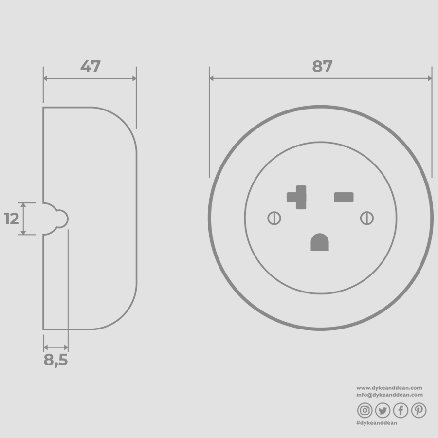 PORCELAIN KATY PATY COLONA ROUND SURFACE MOUNTED USA 20AMP SOCKET VIOLEDO - DYKE & DEAN