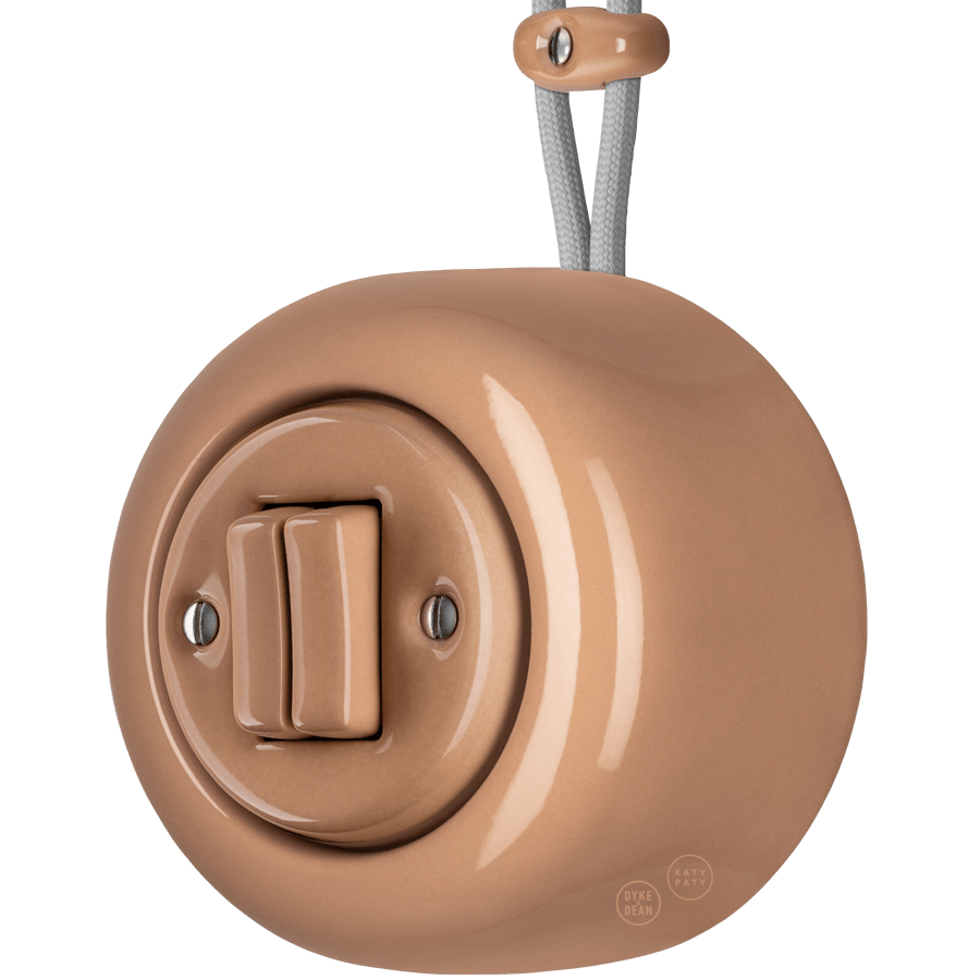 PORCELAIN ROUND SURFACE MOUNTED DOUBLE SLIM BUTTON SWITCH DERMA - DYKE & DEAN