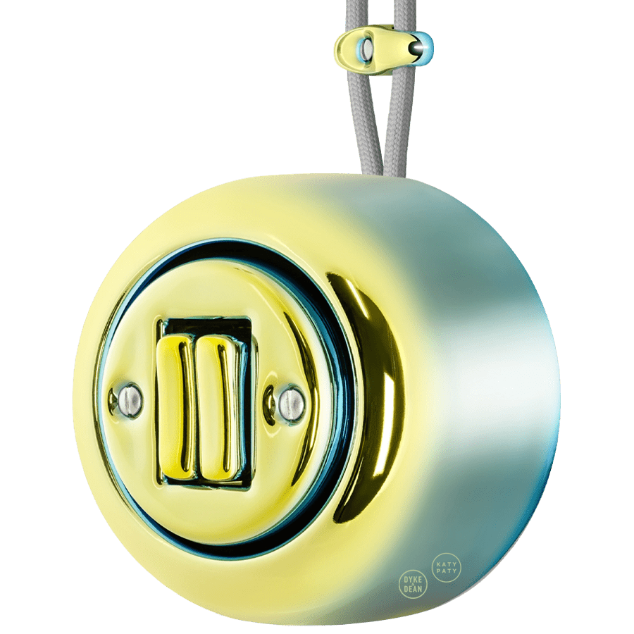 PORCELAIN ROUND SURFACE MOUNTED DOUBLE SLIM BUTTON SWITCH LUCEDO - DYKE & DEAN