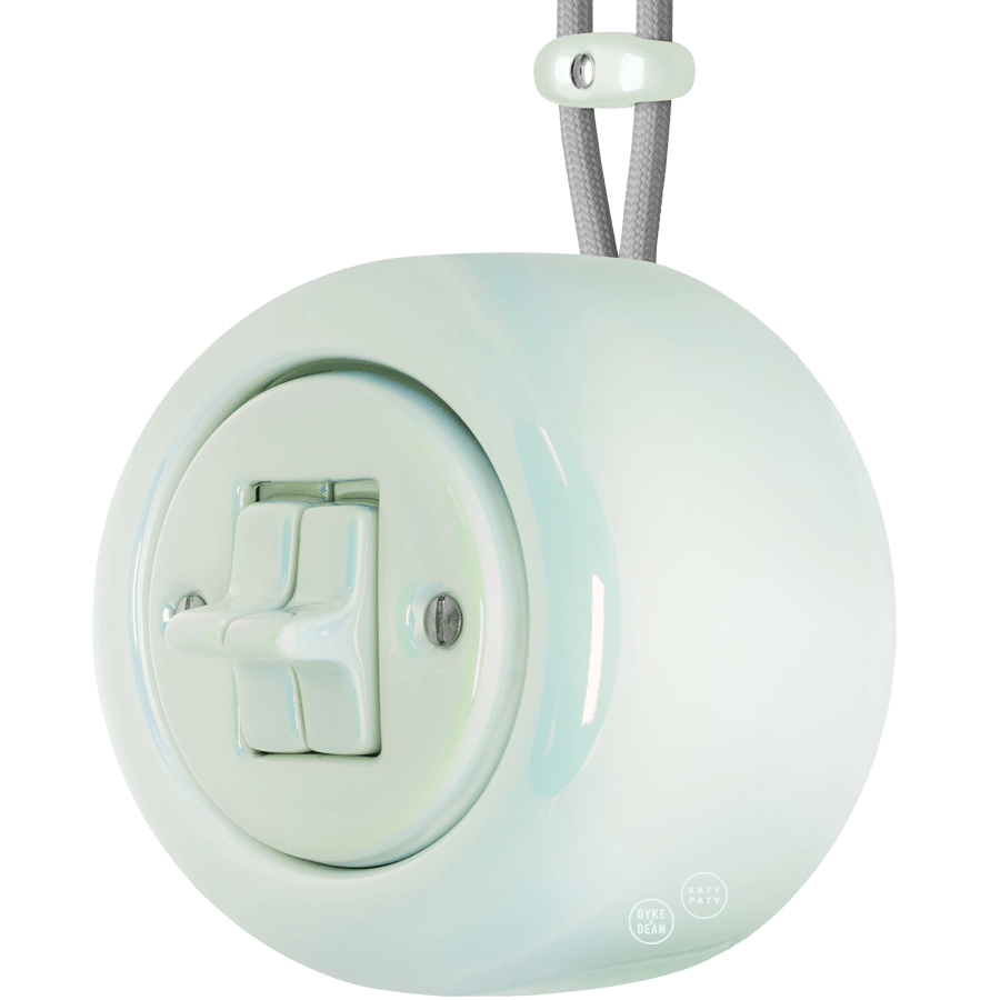 PORCELAIN ROUND SURFACE MOUNTED DOUBLE TOGGLE BUTTON SWITCH CONCHA - DYKE & DEAN