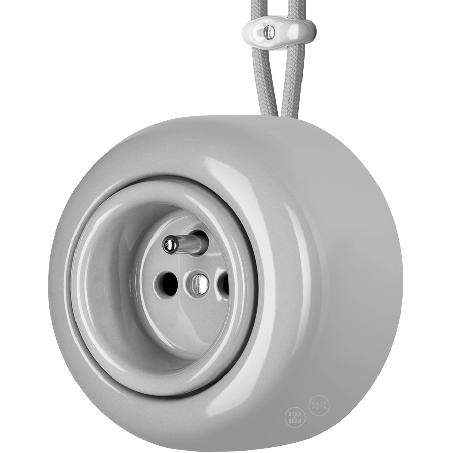 PORCELAIN ROUND SURFACE MOUNTED EURO SOCKET GREY - DYKE & DEAN