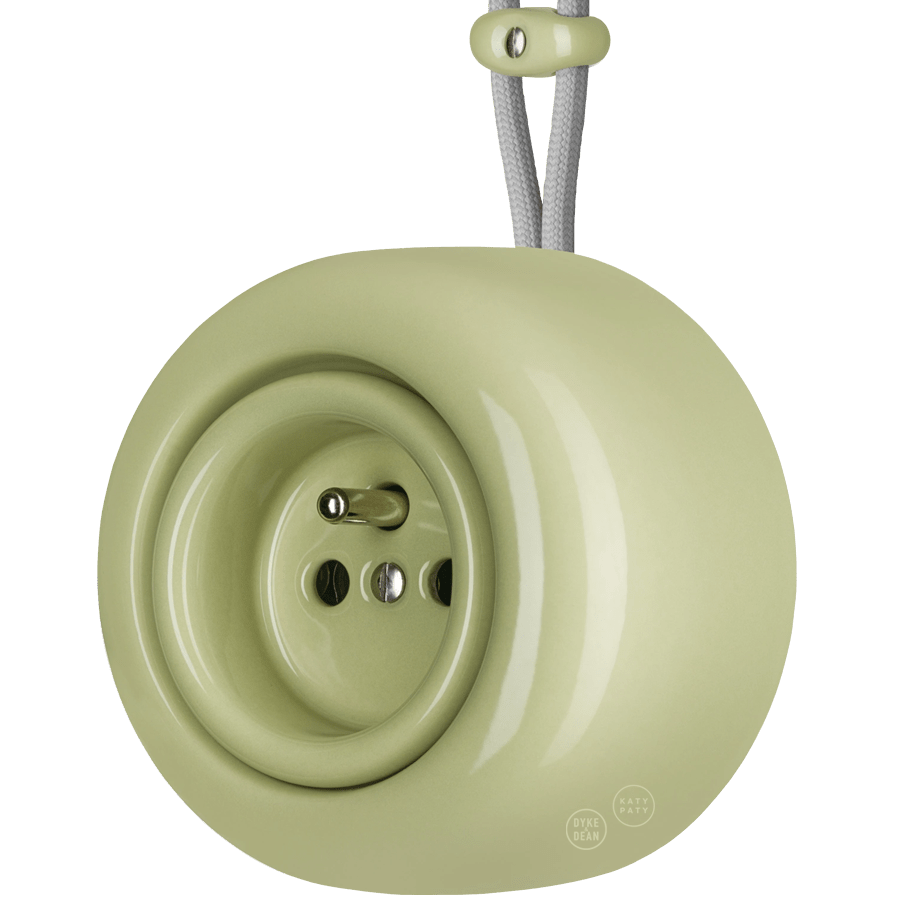 PORCELAIN ROUND SURFACE MOUNTED EURO SOCKET MOSS GREEN - DYKE & DEAN