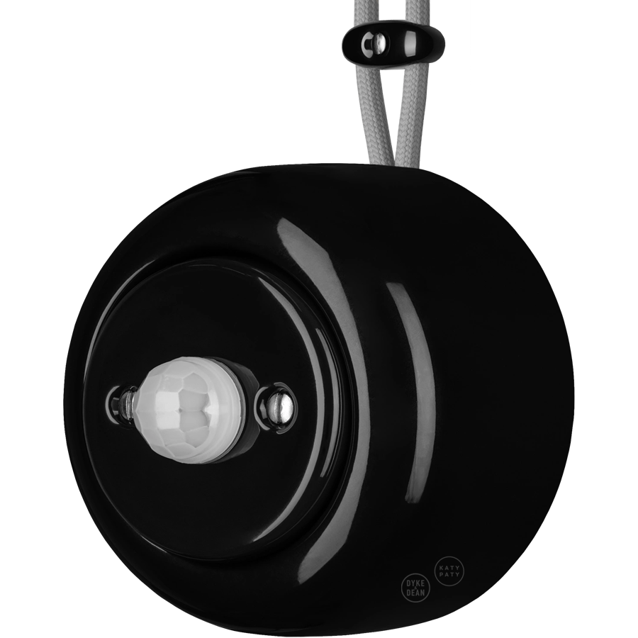 PORCELAIN ROUND SURFACE MOUNTED MOTION SENSOR BLACK - DYKE & DEAN