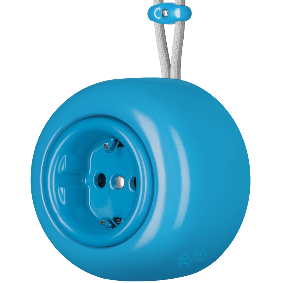 PORCELAIN ROUND SURFACE MOUNTED SCHUKO SOCKET AZURE - DYKE & DEAN