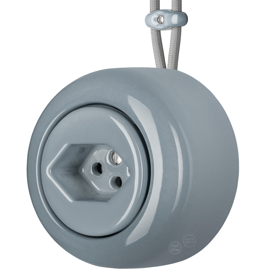 PORCELAIN ROUND SURFACE MOUNTED SWISS SOCKET ASH GREY - DYKE & DEAN