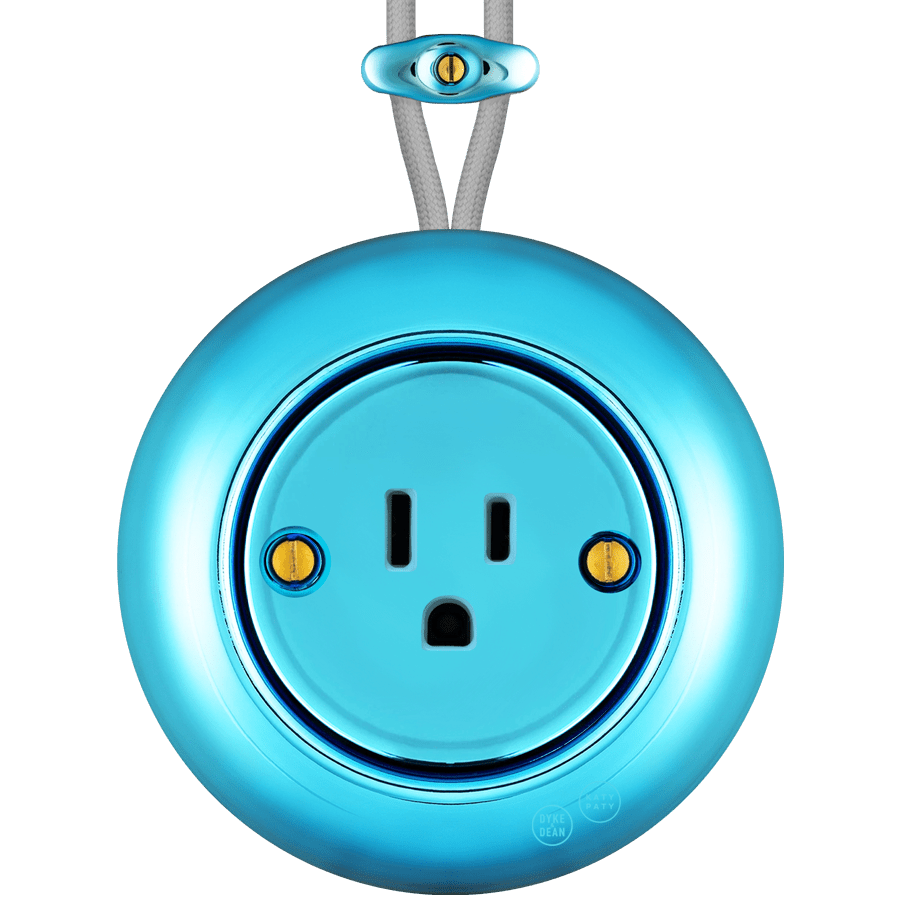 PORCELAIN ROUND SURFACE MOUNTED USA 15AMP SOCKET SKY BLUE - DYKE & DEAN