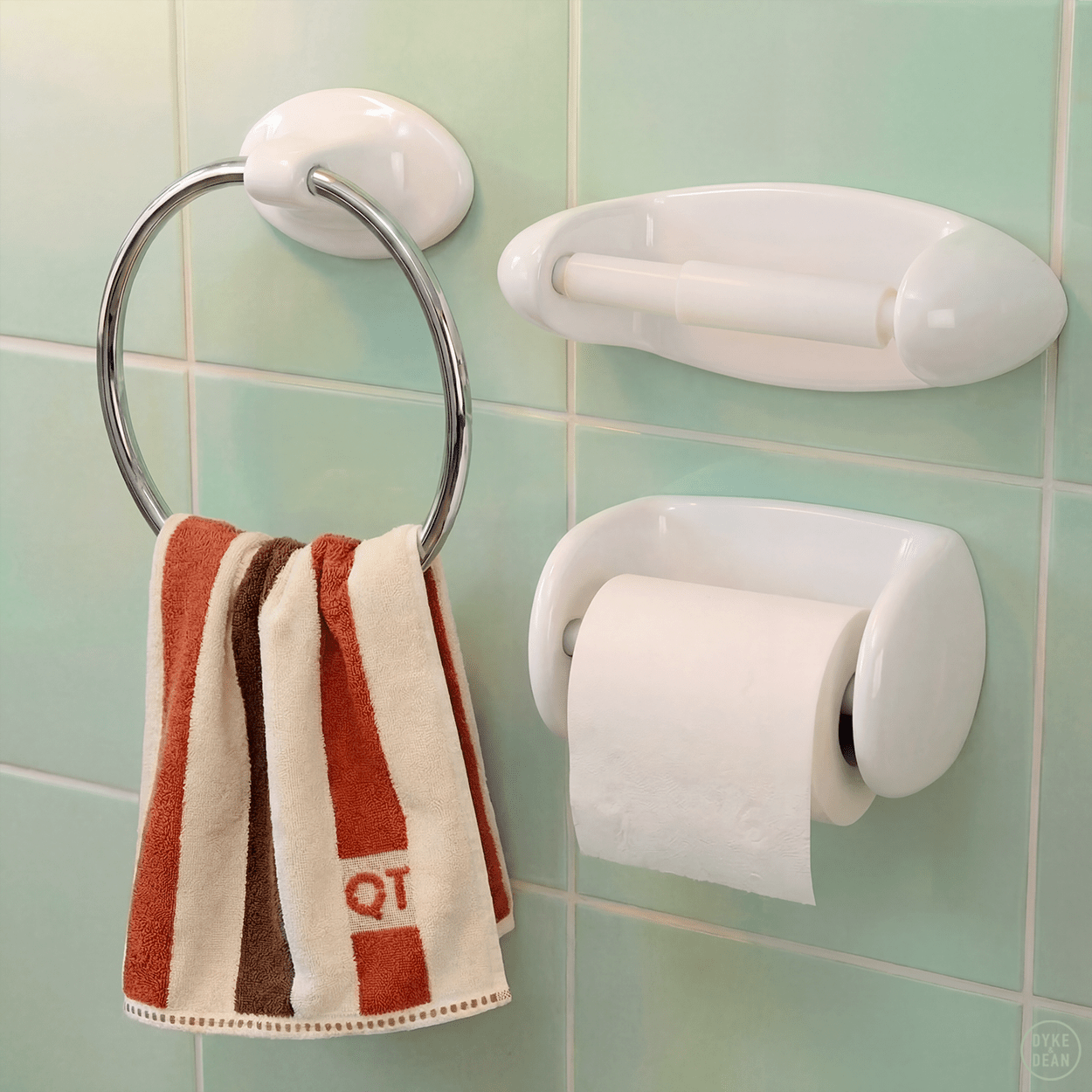 PORCELAIN TOWEL RING HANGER WHITE - DYKE & DEAN
