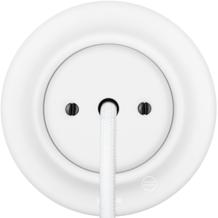 PORCELAIN WALL CABLE GLAND SOCKET MATT WHITE - DYKE & DEAN