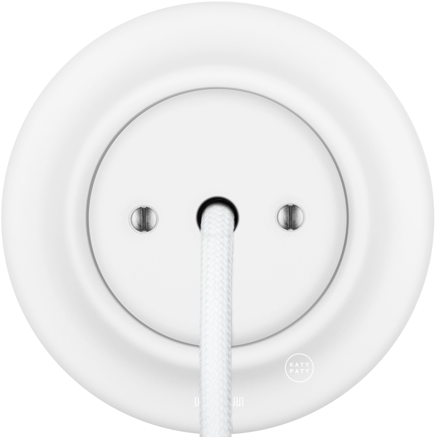 PORCELAIN WALL CABLE GLAND SOCKET MATT WHITE - DYKE & DEAN