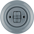 PORCELAIN WALL LIGHT SWITCH ASH GREY 2 TOGGLE - DYKE & DEAN