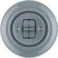 PORCELAIN WALL LIGHT SWITCH ASH GREY 2 TOGGLE - DYKE & DEAN