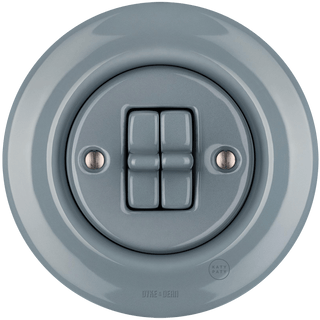 PORCELAIN WALL LIGHT SWITCH ASH GREY 2 TOGGLE - DYKE & DEAN