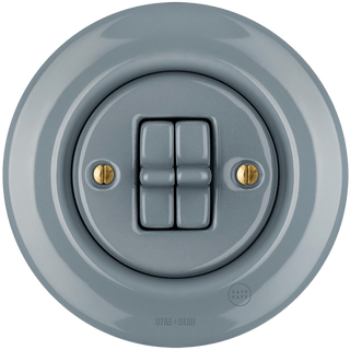 PORCELAIN WALL LIGHT SWITCH ASH GREY 2 TOGGLE - DYKE & DEAN