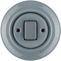 PORCELAIN WALL LIGHT SWITCH ASH GREY FAT BUTTON - DYKE & DEAN