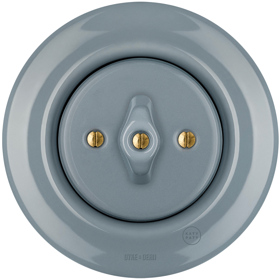 PORCELAIN WALL LIGHT SWITCH ASH GREY ROTARY - DYKE & DEAN