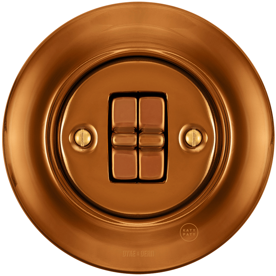 PORCELAIN WALL LIGHT SWITCH BRONZE 2 TOGGLE - DYKE & DEAN