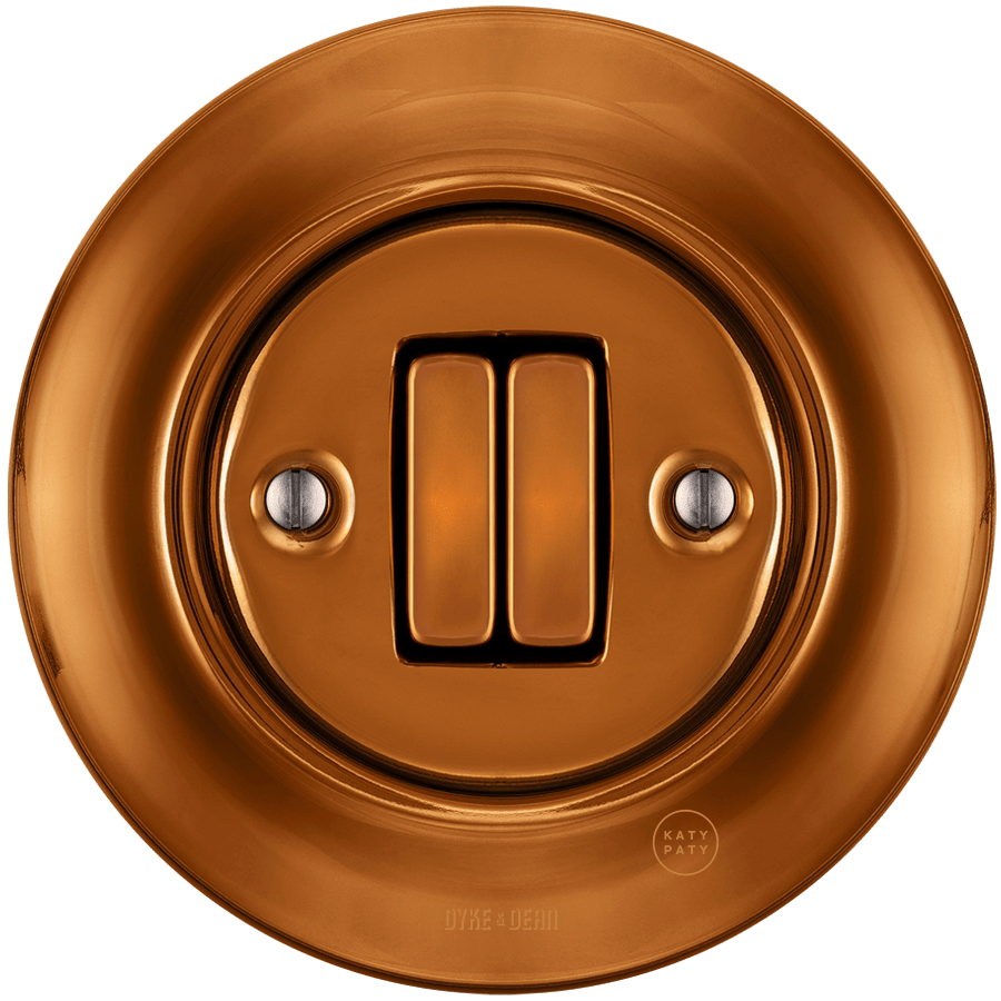 PORCELAIN WALL LIGHT SWITCH BRONZE DOUBLE - DYKE & DEAN