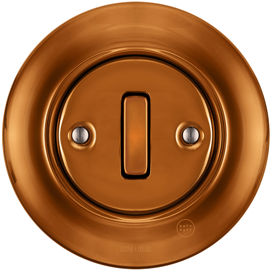 PORCELAIN WALL LIGHT SWITCH BRONZE SLIM BUTTON - DYKE & DEAN