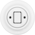 PORCELAIN WALL LIGHT SWITCH FAT BUTTON MATT WHITE - DYKE & DEAN
