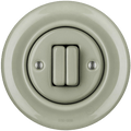 PORCELAIN WALL LIGHT SWITCH GREY GREEN DOUBLE - DYKE & DEAN