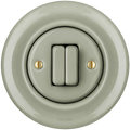 PORCELAIN WALL LIGHT SWITCH GREY GREEN DOUBLE - DYKE & DEAN