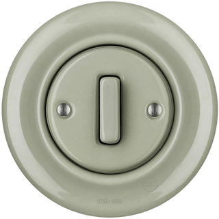 PORCELAIN WALL LIGHT SWITCH GREY GREEN SLIM BUTTON - DYKE & DEAN