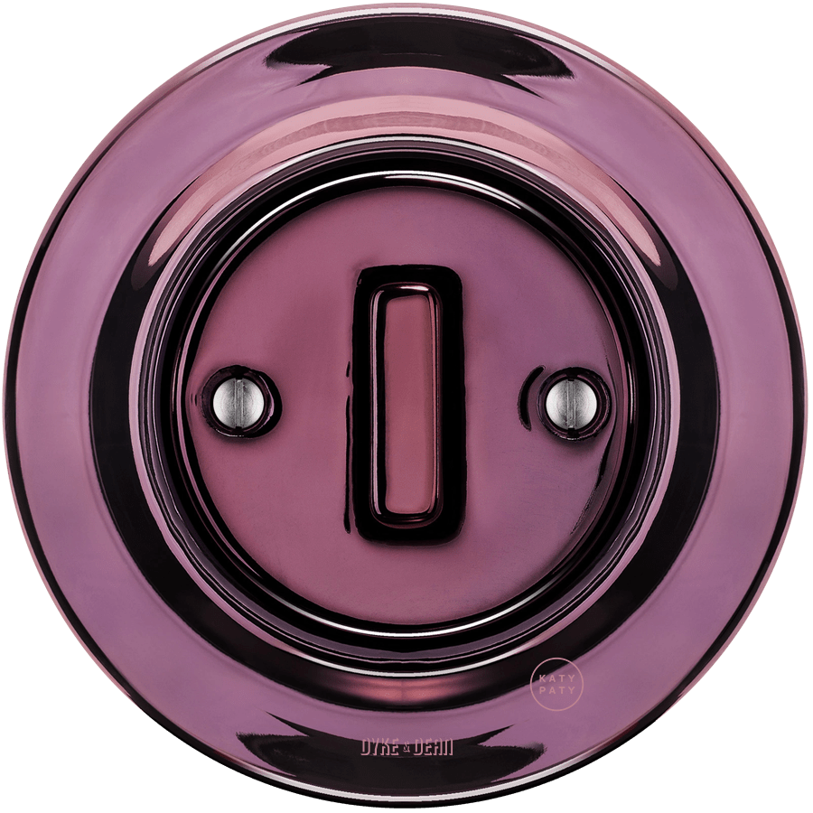 PORCELAIN WALL LIGHT SWITCH PURPLE SLIM BUTTON - DYKE & DEAN