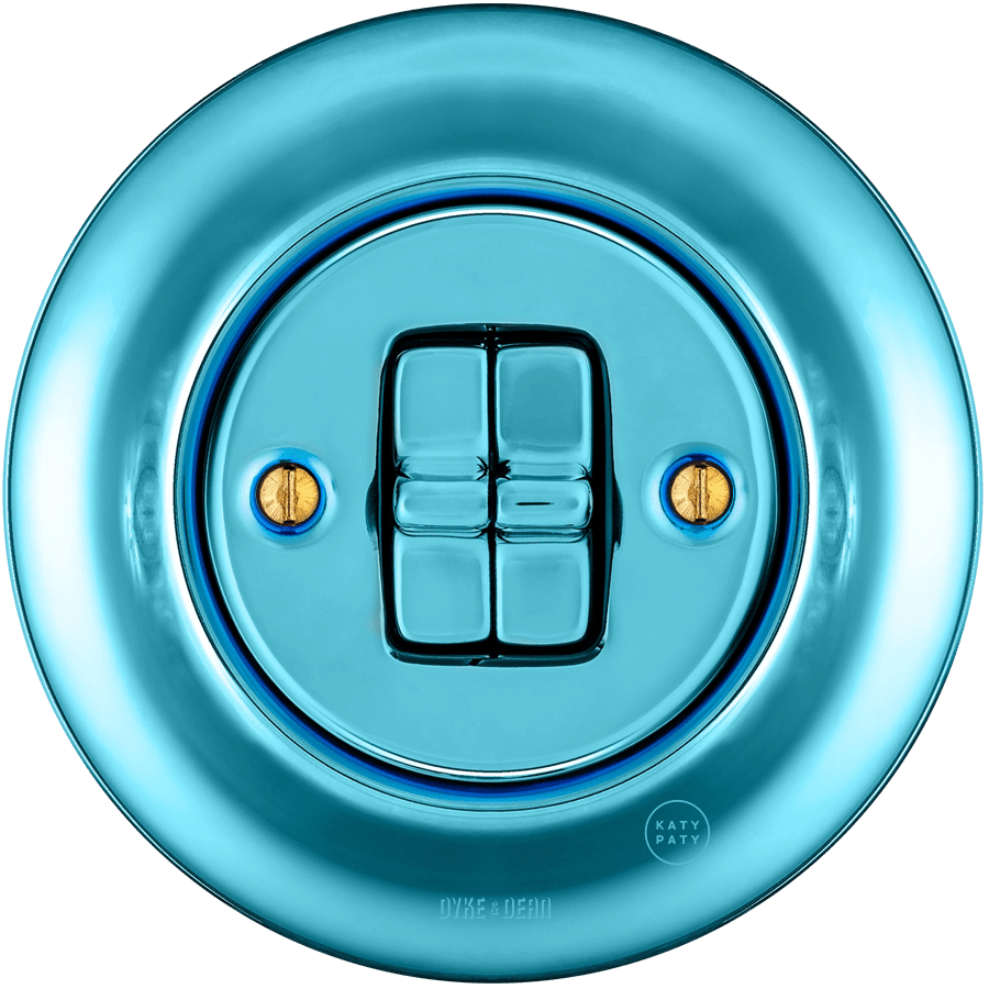 PORCELAIN WALL LIGHT SWITCH SKY BLUE 2 TOGGLE - DYKE & DEAN