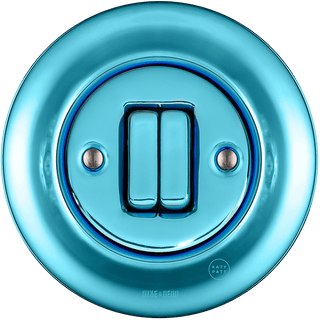 PORCELAIN WALL LIGHT SWITCH SKY BLUE DOUBLE - DYKE & DEAN
