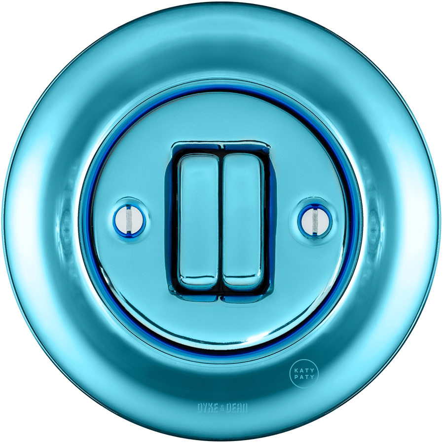 PORCELAIN WALL LIGHT SWITCH SKY BLUE DOUBLE - DYKE & DEAN